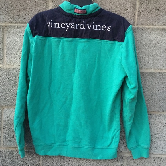 Vineyard Vines Shep Shirt Mens Small Women’s Medium  1/4 Zip Pullover Green Blue - Picture 8 of 8
